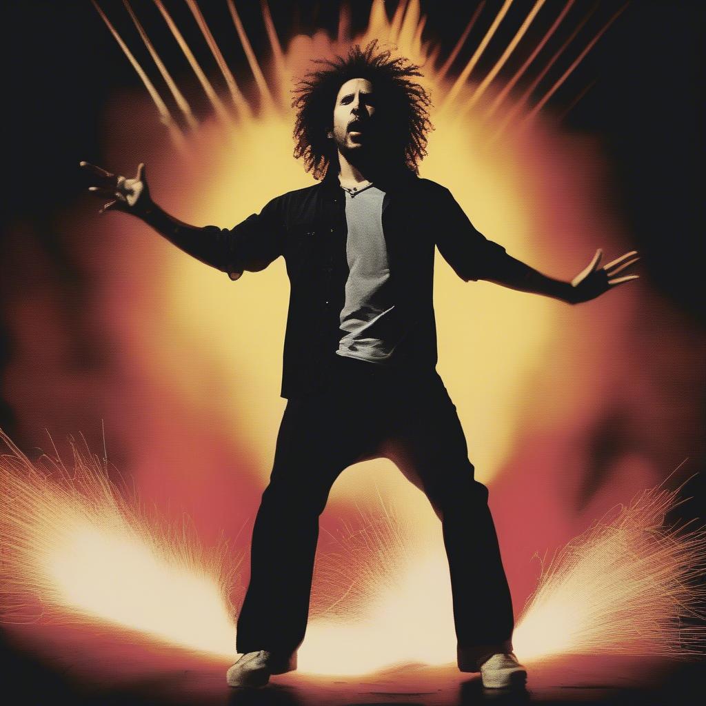 Zach de la Rocha passionately delivering his lyrics on stage