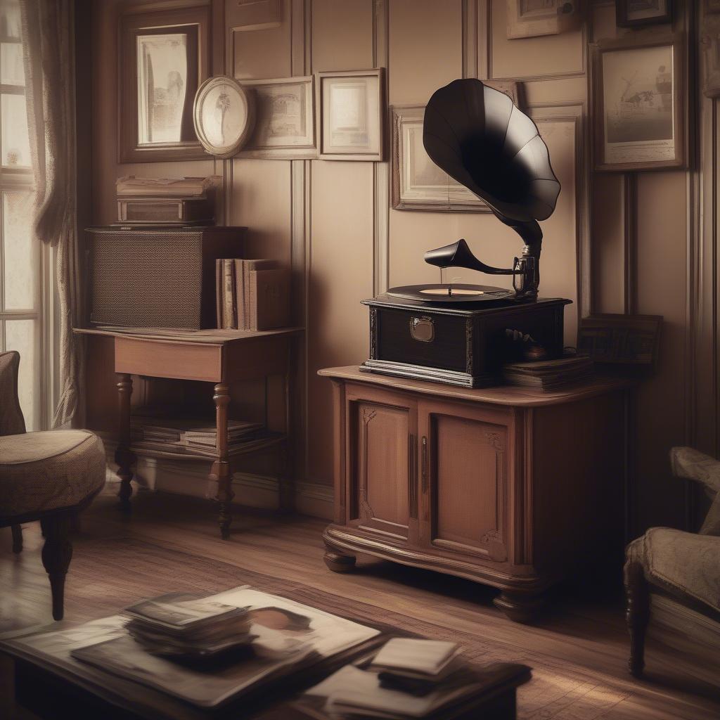 Gramophone Playing Music in 1920