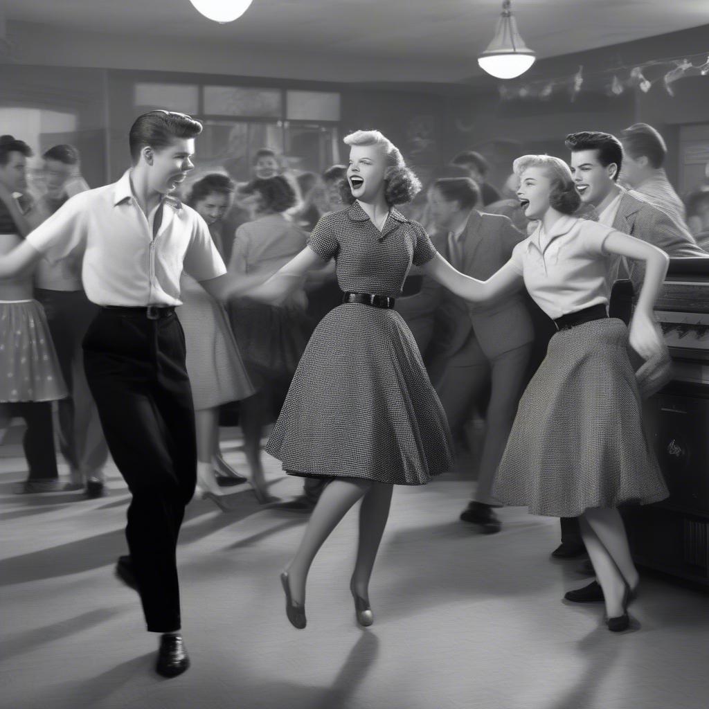 Teenagers Dancing to Rock 'n' Roll in the 1950s