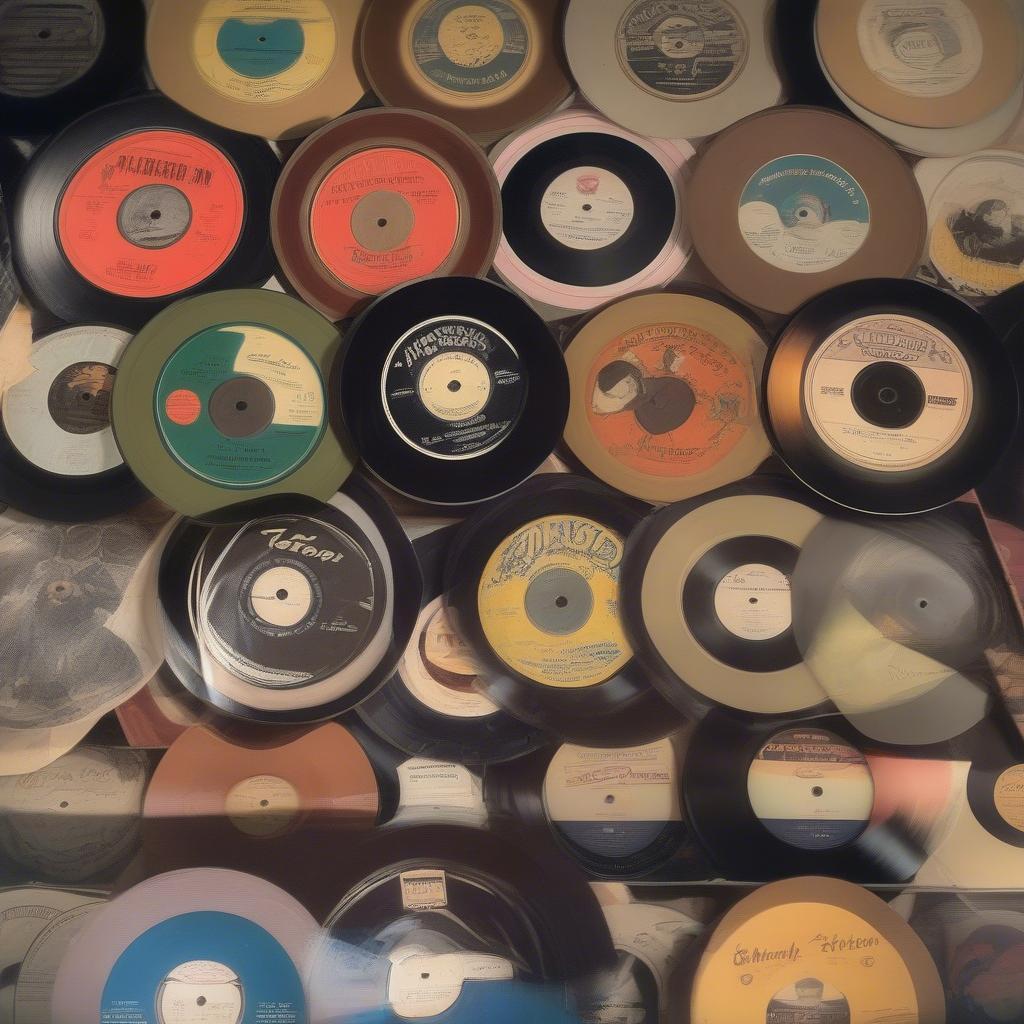 Vinyl Records of 1951: A collection of 78 rpm vinyl records from 1951, showcasing various artists and genres.