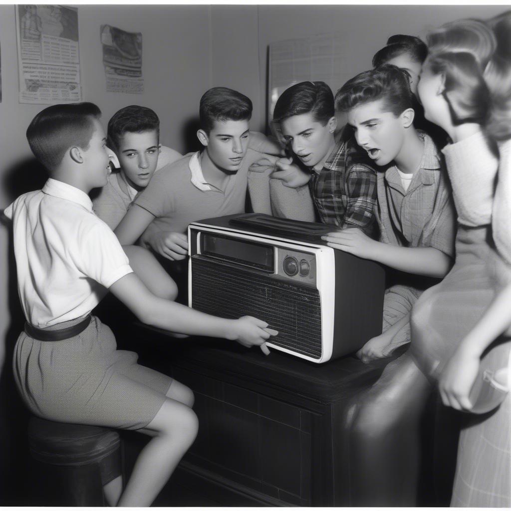 Teenagers Listening to the Radio in 1959