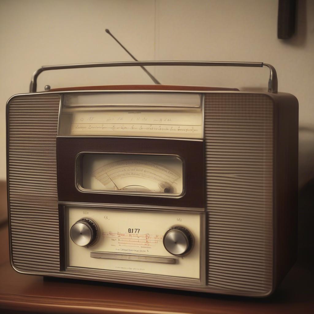 A vintage radio displaying the top 10 music charts of 1967.