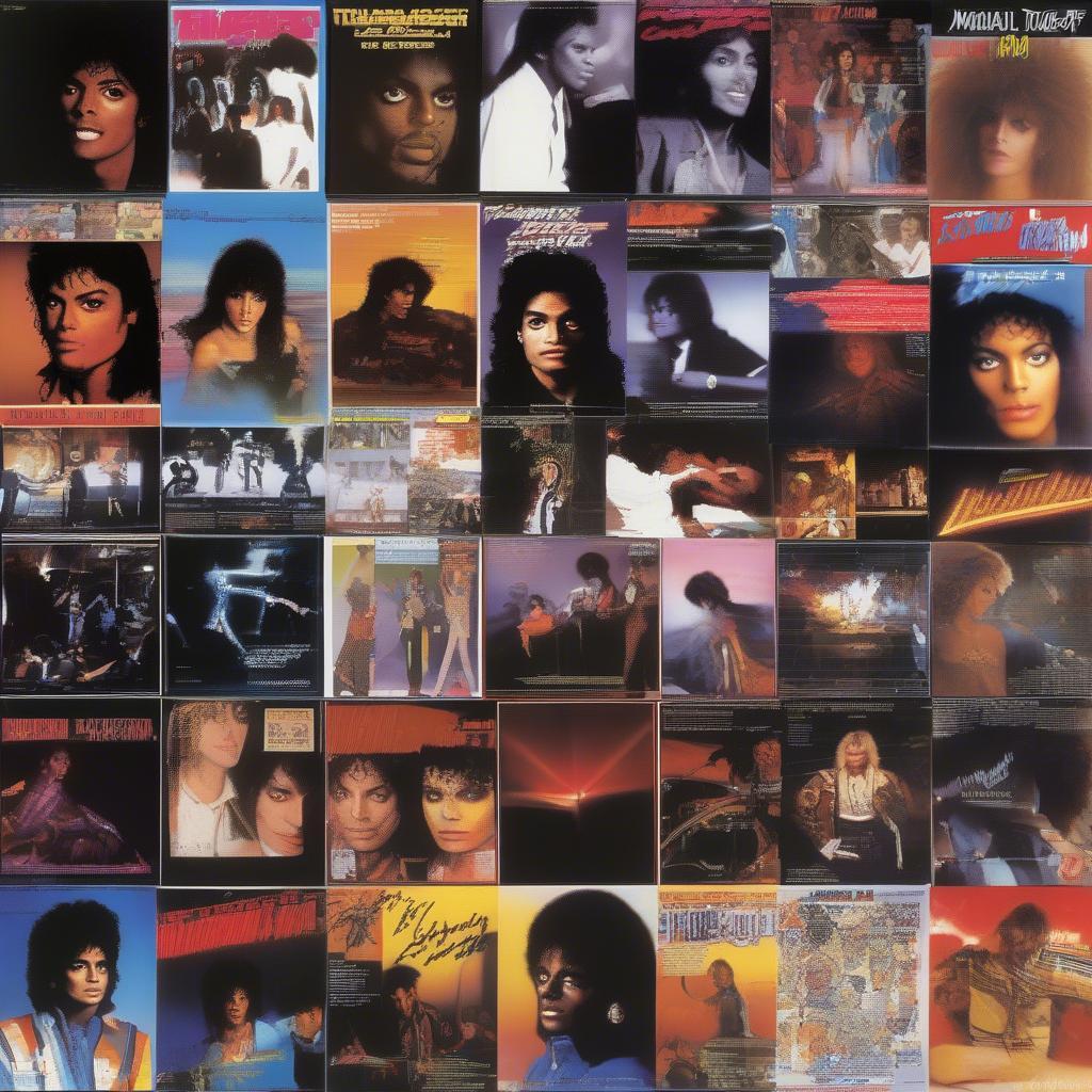 A montage of album covers from popular 1983 artists