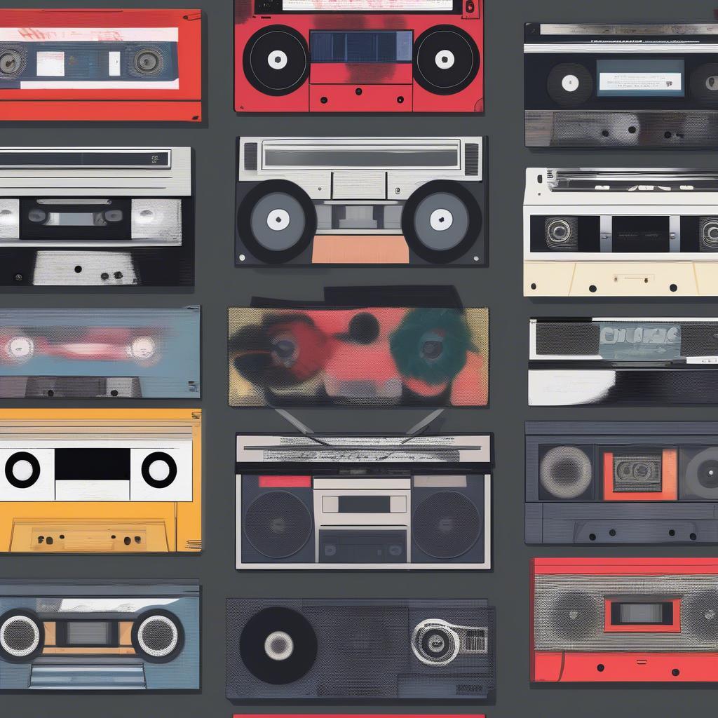 Cassette Tapes and a Boombox Representing the 1987 Music Scene