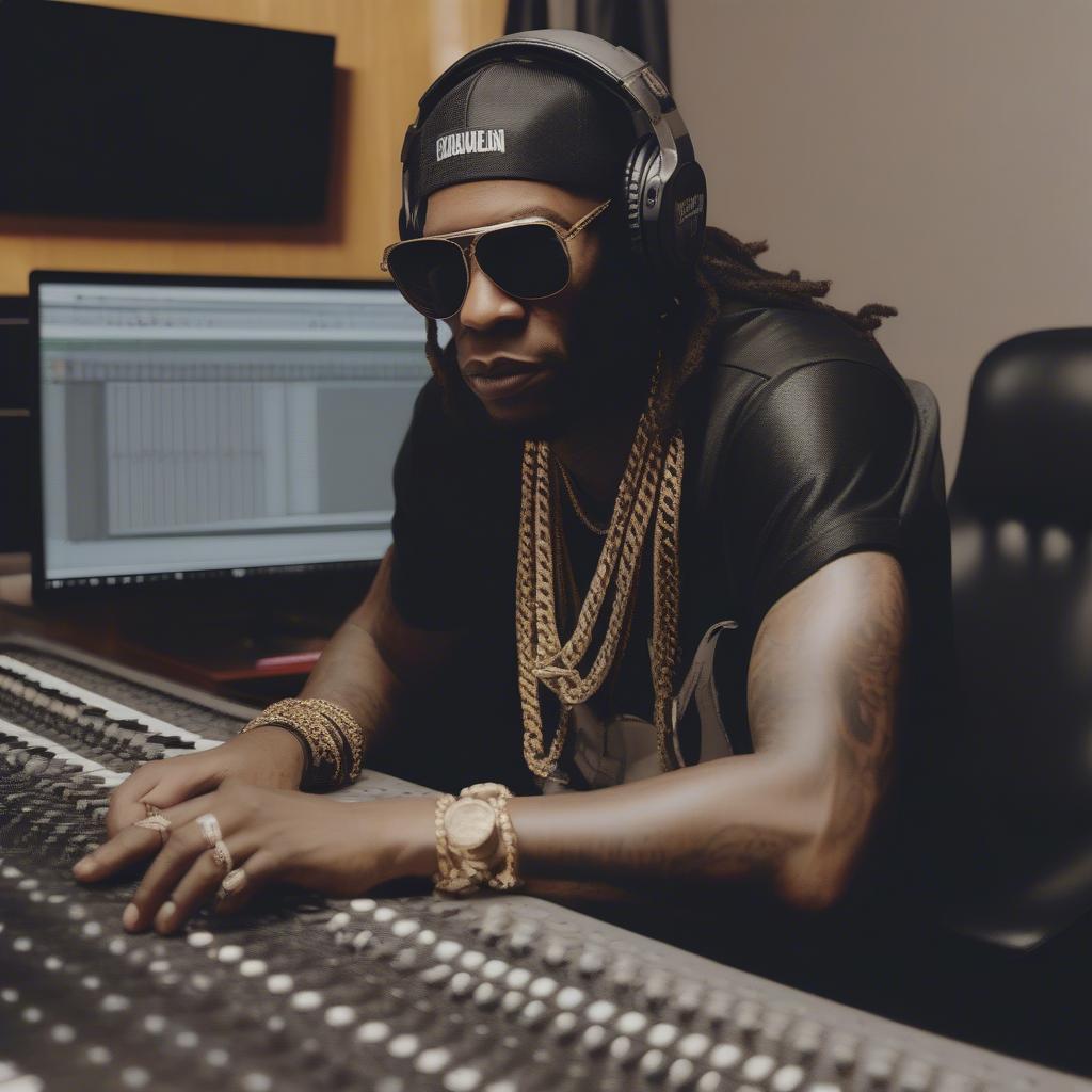 2 Chainz in the Studio Recording Music