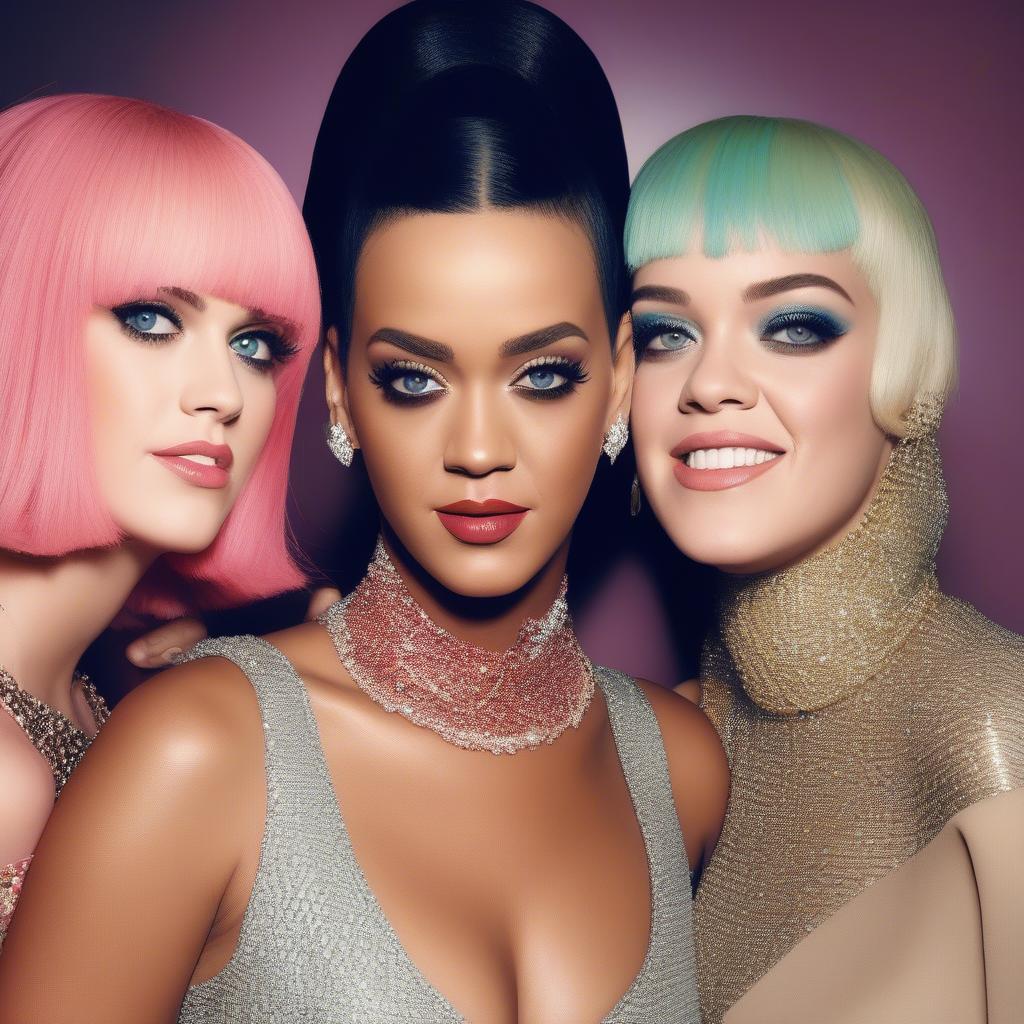 Katy Perry and Rihanna posing together at a music awards show in 2010.