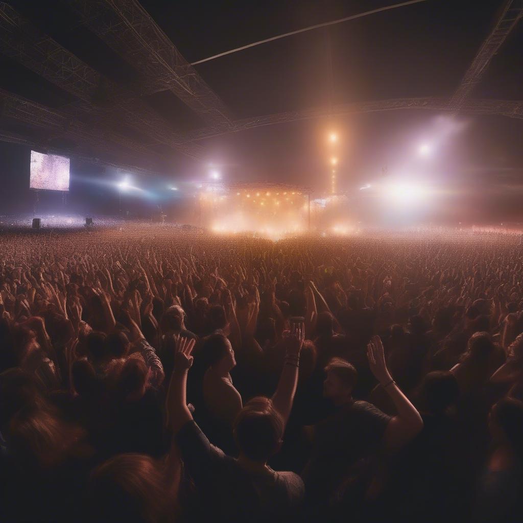 A crowd dancing at a music festival in 2012