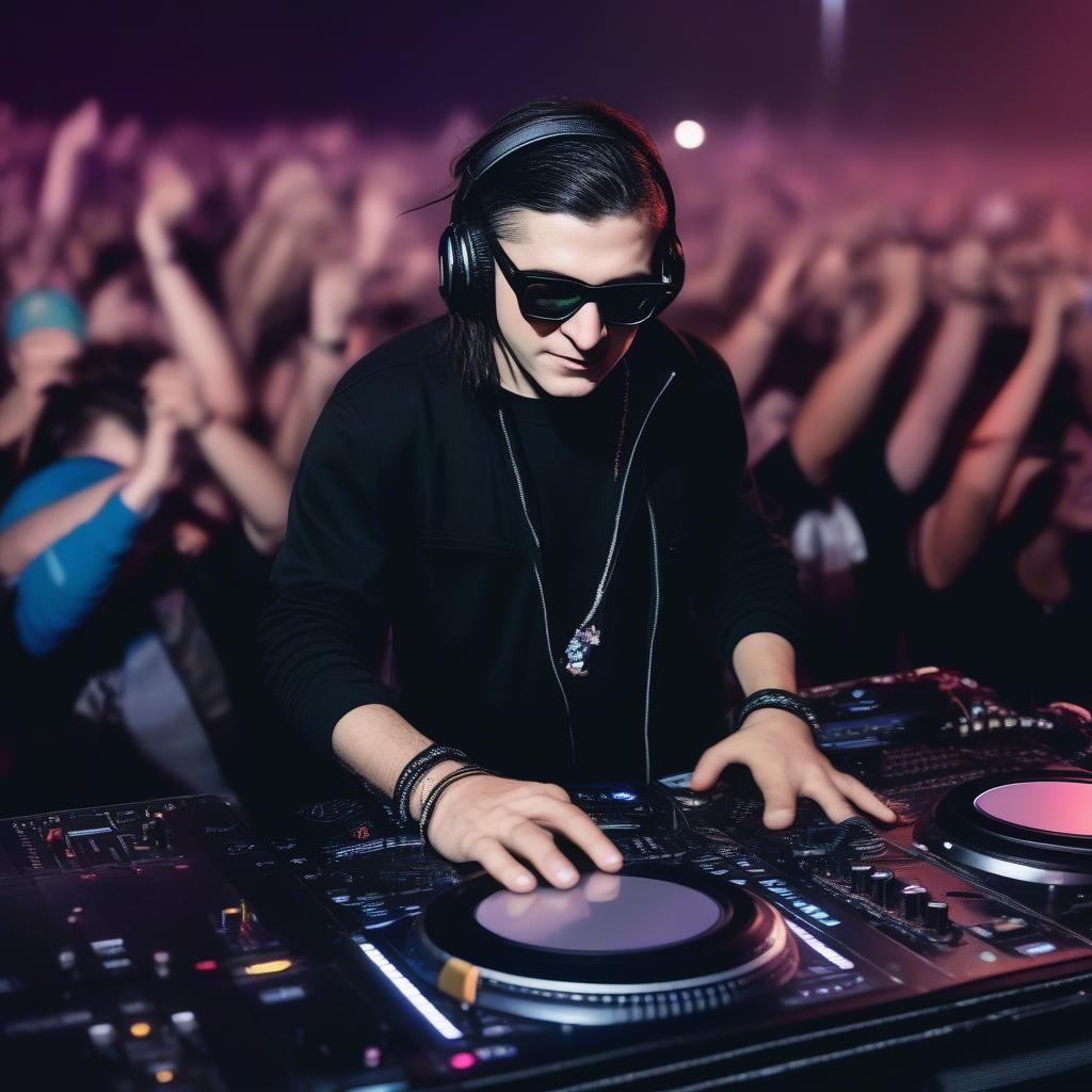 Skrillex performing at a concert in 2012