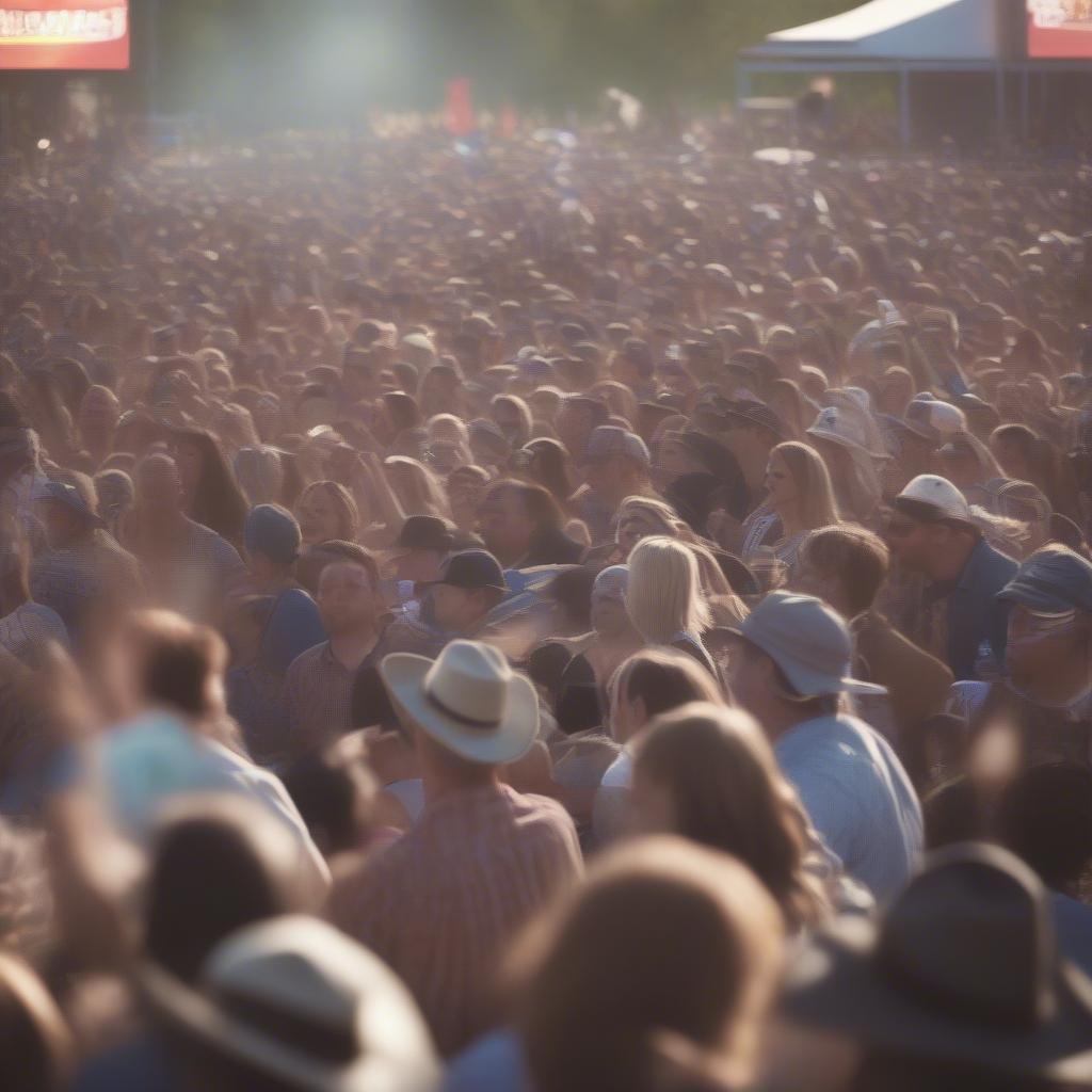 Image depicting a country music festival with a large crowd, showcasing the impact and popularity of country music