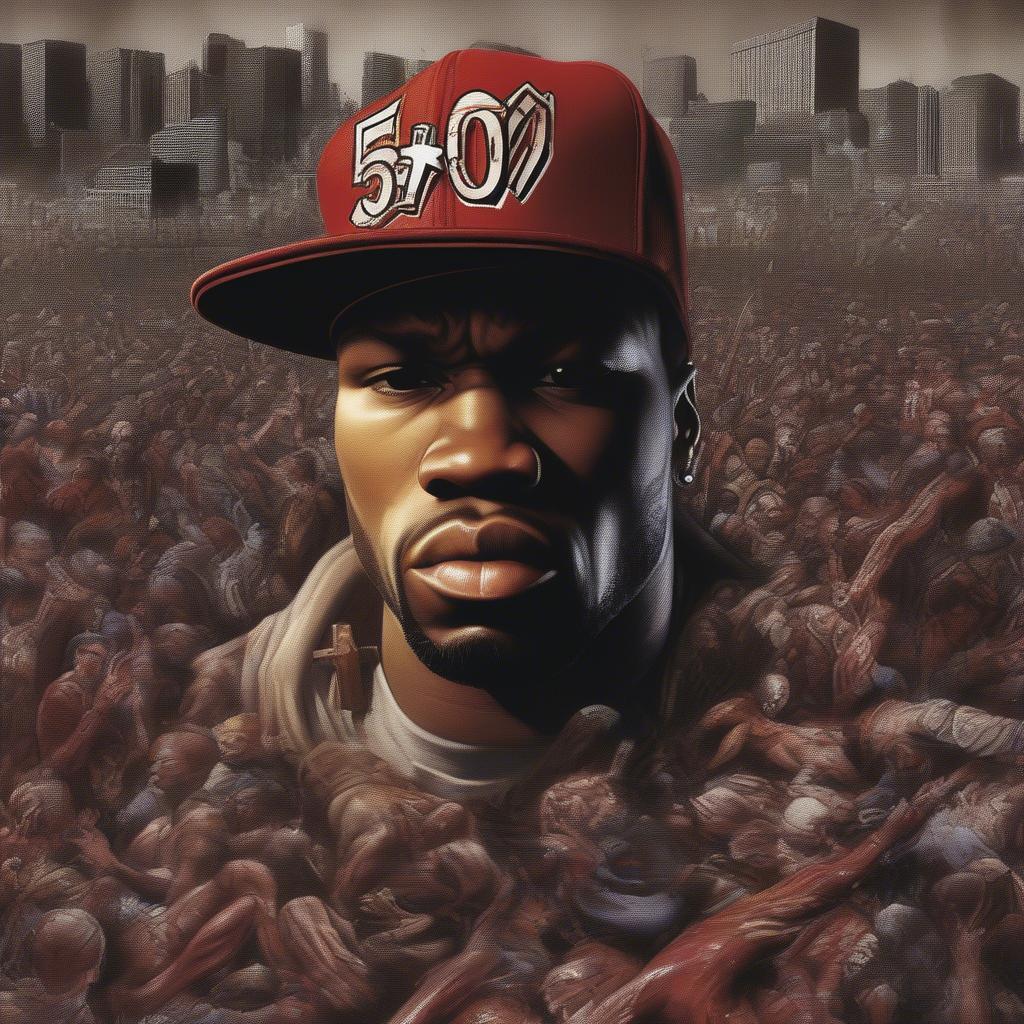 Cover art of The Massacre, 50 Cent's second studio album, symbolizing his continued dominance in the hip-hop world.