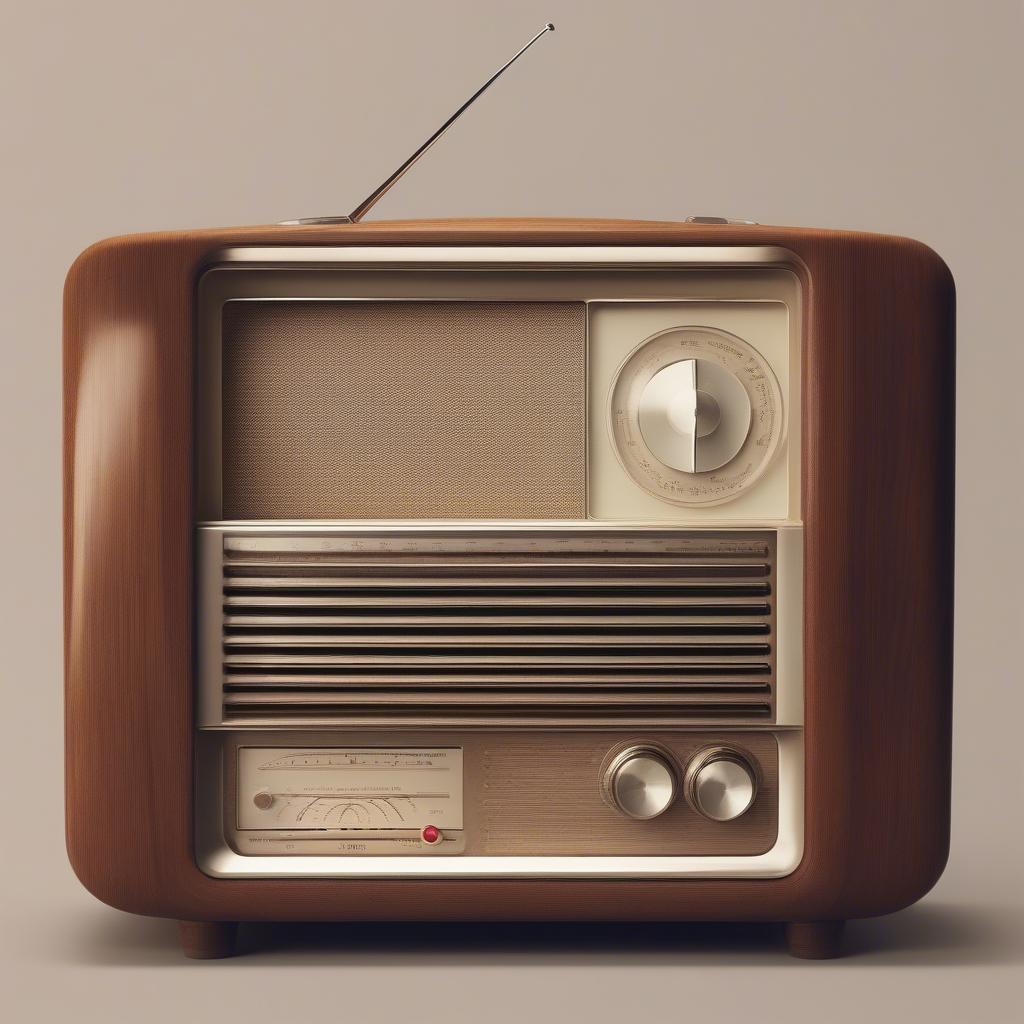 A vintage radio playing a 60's love song. The warm glow of the radio dial and the surrounding setting create a nostalgic atmosphere. The image captures the essence of how music was enjoyed during the era.