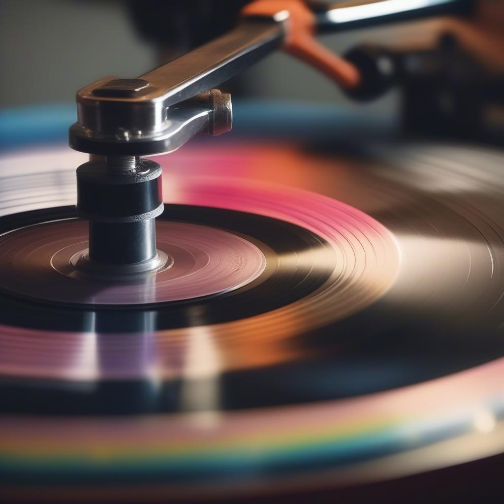 A close-up shot of a vinyl record playing on a turntable. The record label highlights a popular 60's love song. The warm lighting and vintage aesthetic evoke the nostalgia of the era.