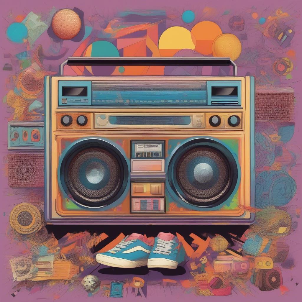 70s Pop Culture Influence with boombox