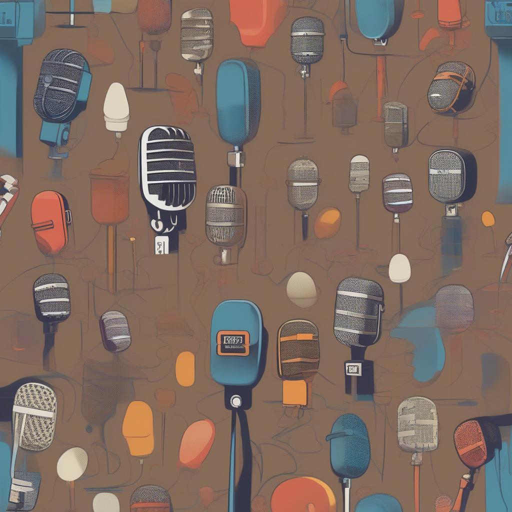 70s Pop Music Icons with microphone