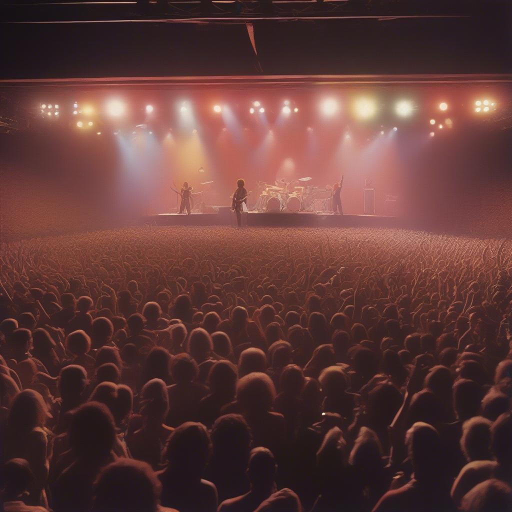 Rock bands performing live on stage in the 70s