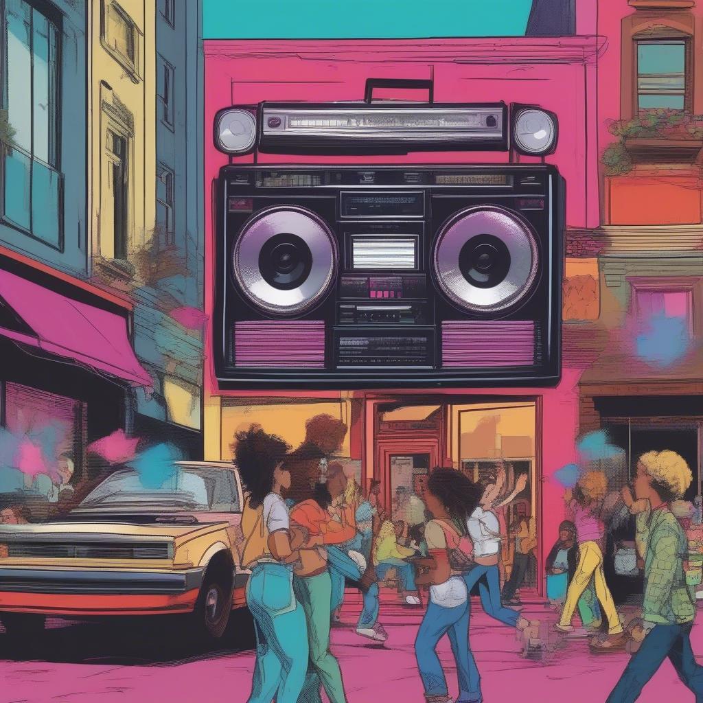 80s Boombox and Street Scene: Music on the Go 