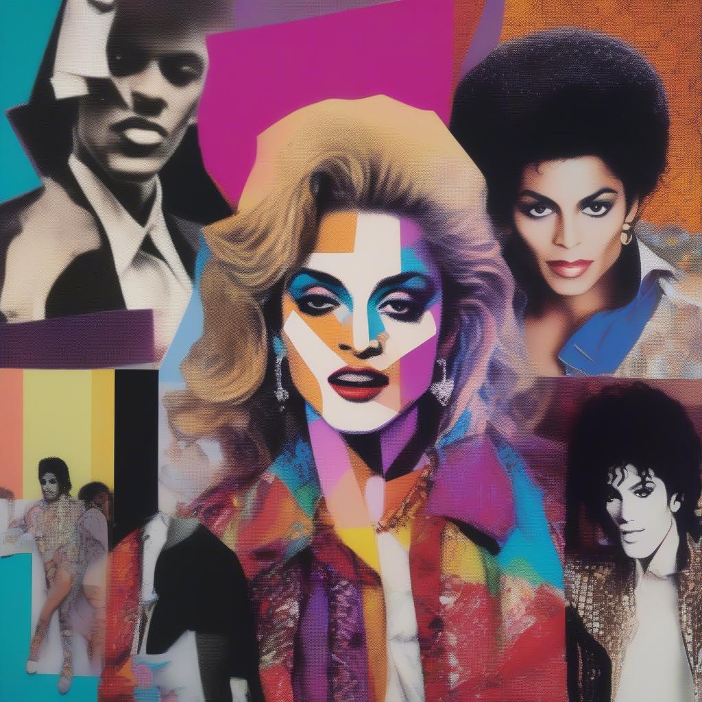 Collage featuring Madonna, Michael Jackson, and Prince