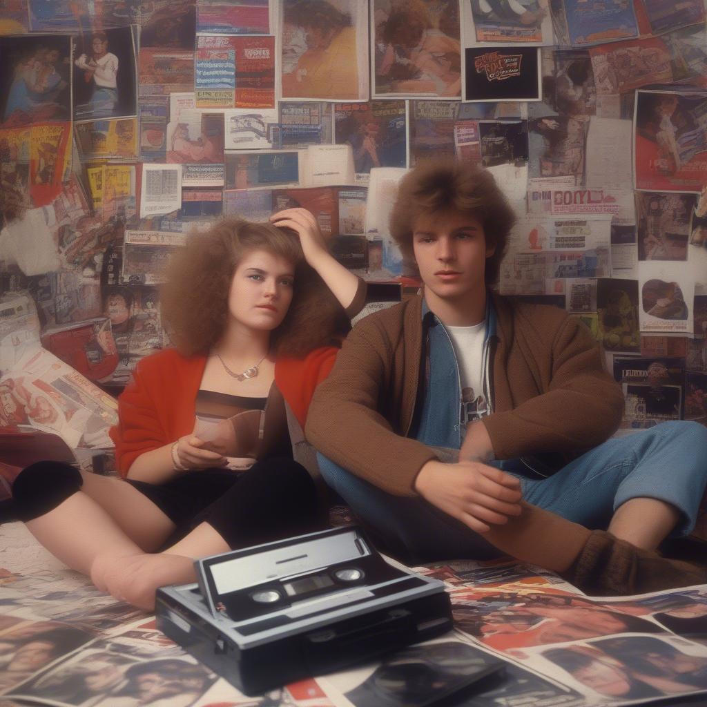 Romantic Couple Listening to Music in the 80s