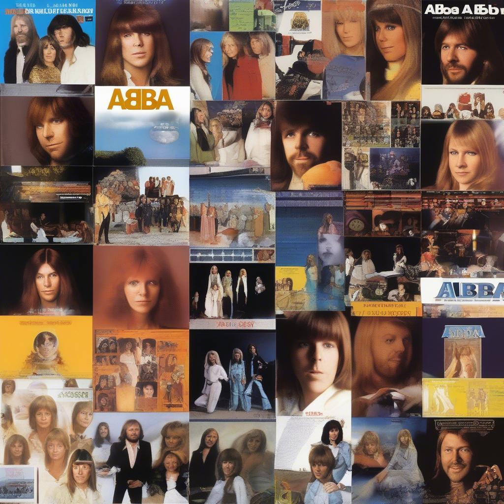 A collection of ABBA's iconic album covers