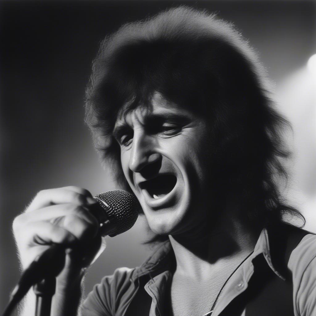 Bon Scott singing on stage