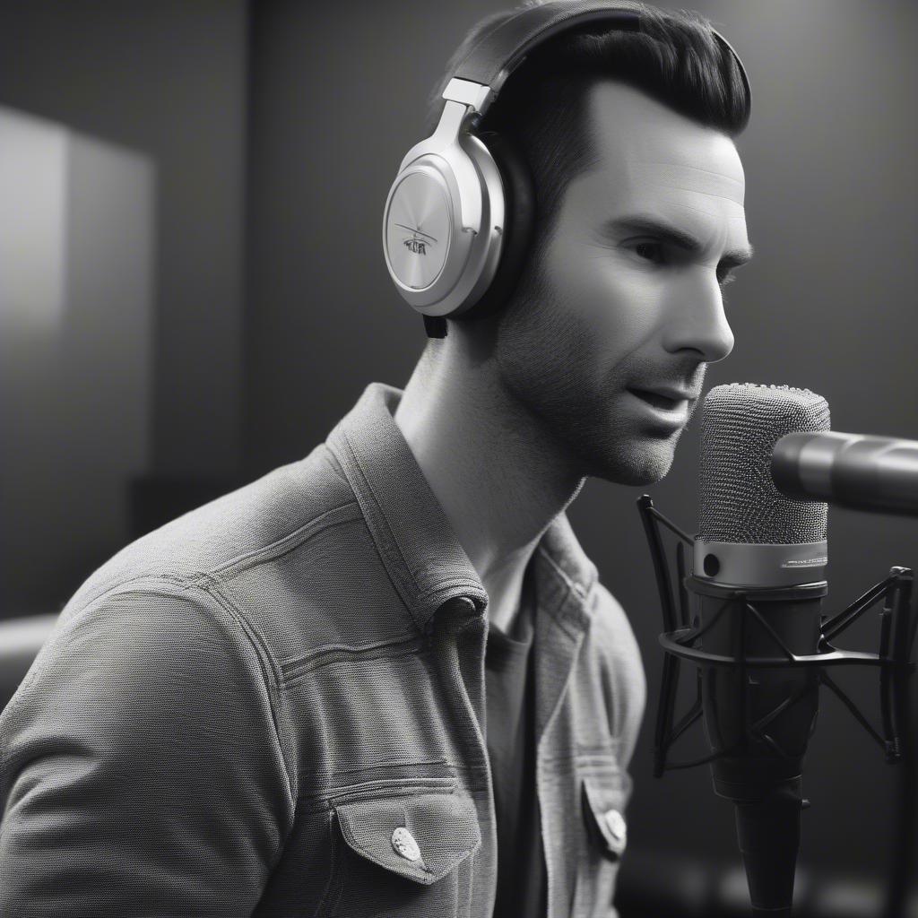 Adam Levine in the recording studio