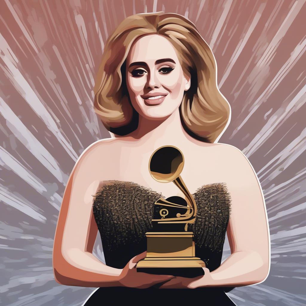 Adele accepting a music award