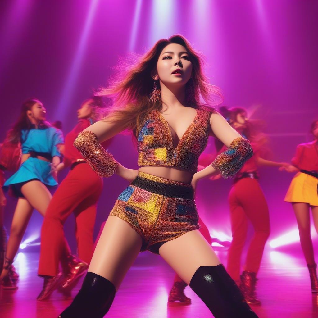 Ailee performing with backup dancers