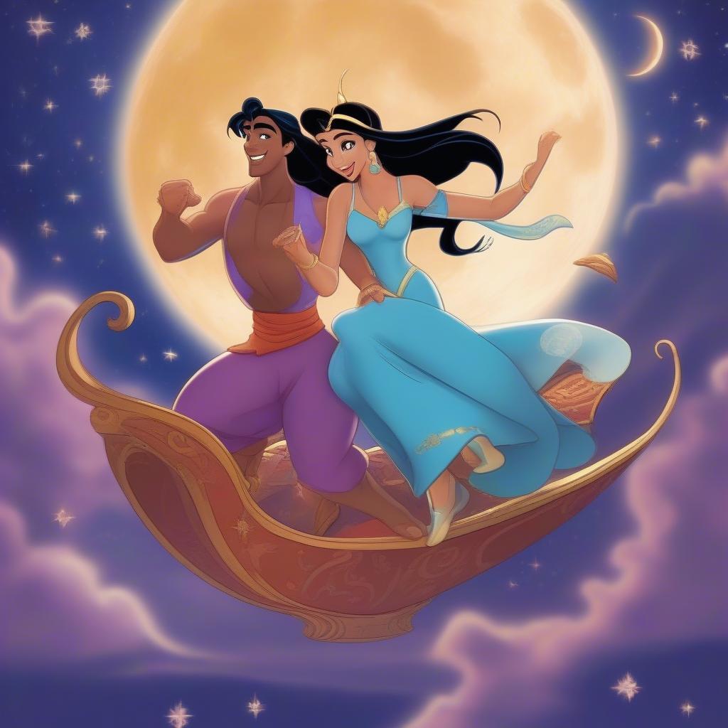 Aladdin and Jasmine on the magic carpet