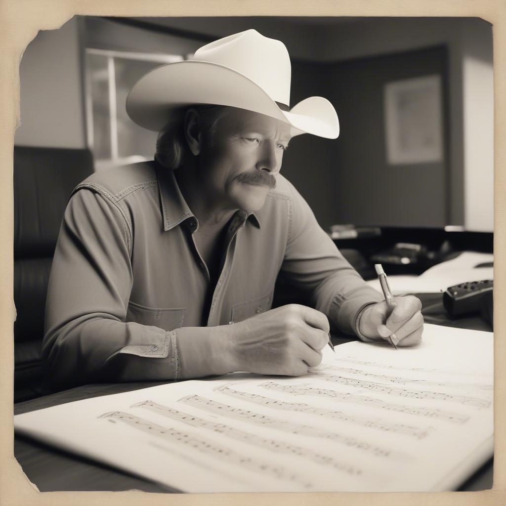 Alan Jackson in a recording studio