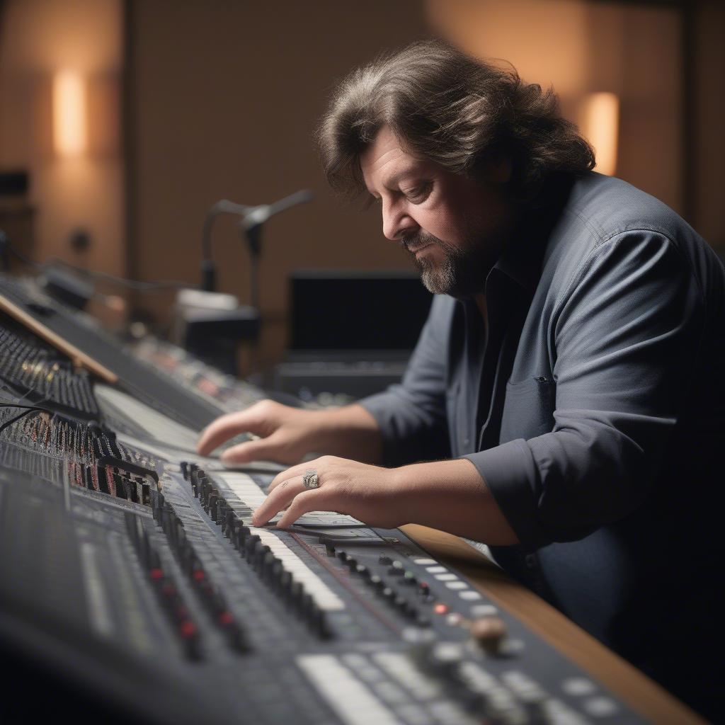 Alan Parsons mixing music in a recording studio