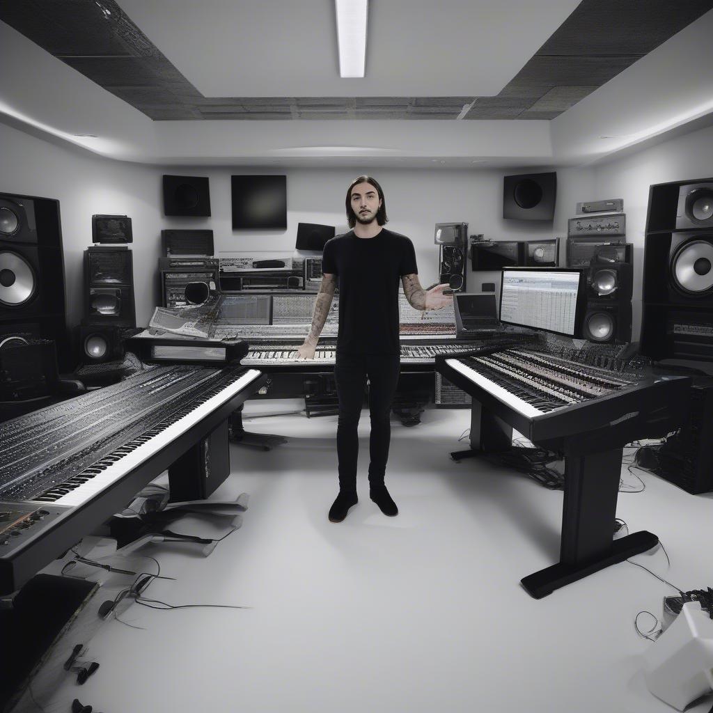 Alesso working in the studio