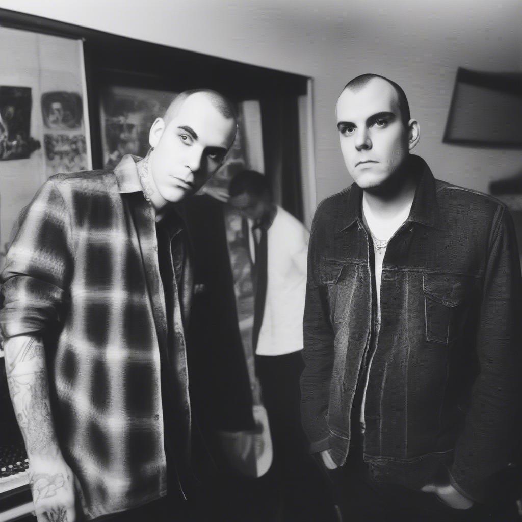 Alkaline Trio recording "Mercy Me" in the studio