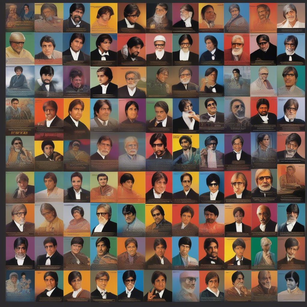 A collage of movie posters featuring Amitabh Bachchan.