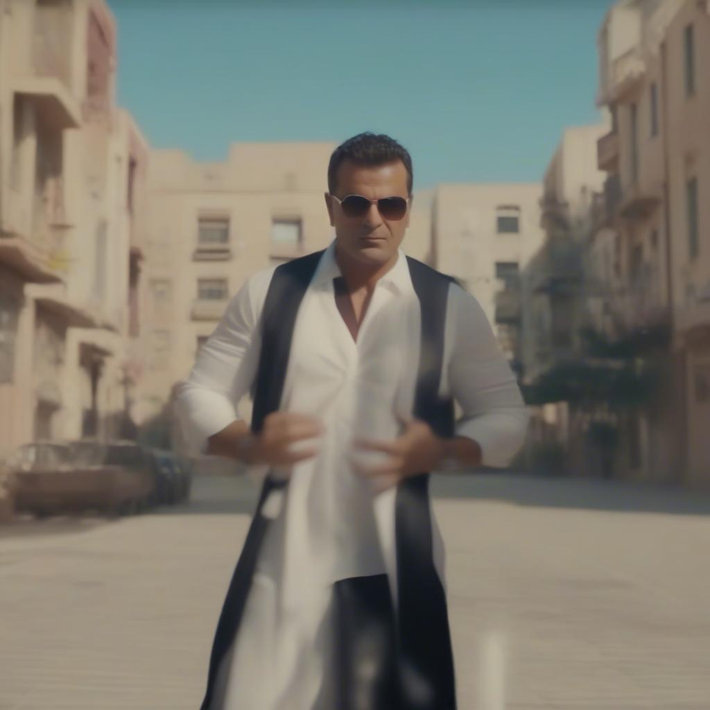 Amr Diab in the music video for Wayah, highlighting his modern and stylish image.