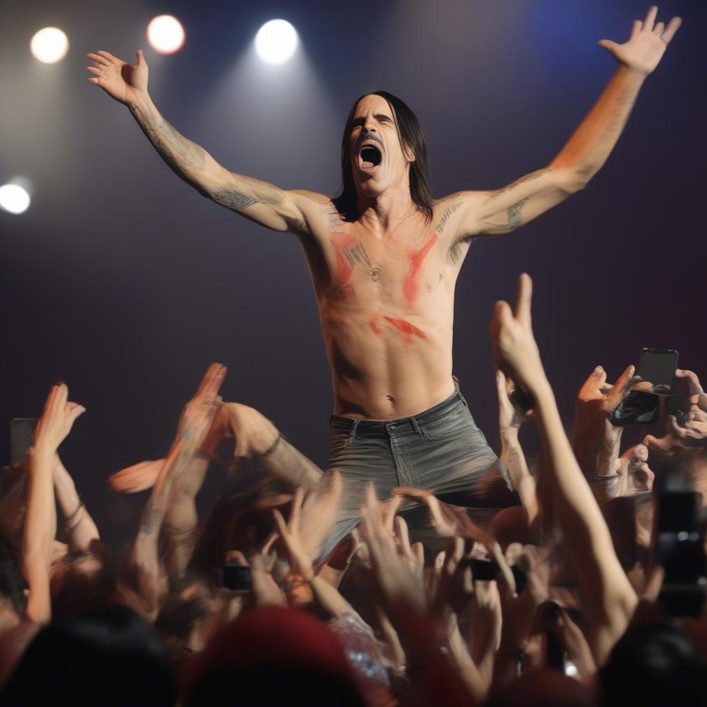 Anthony Kiedis's energetic stage presence