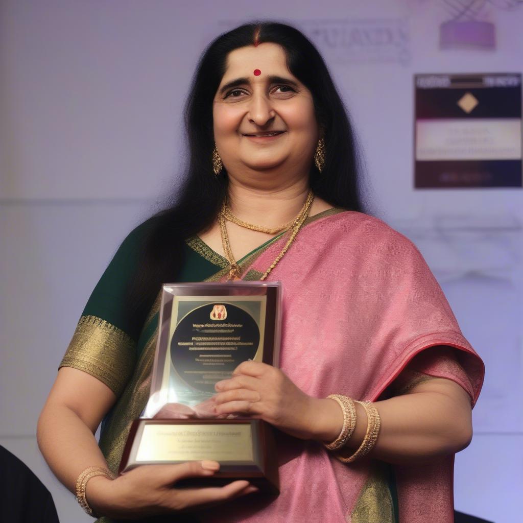 Anuradha Paudwal Receiving Award