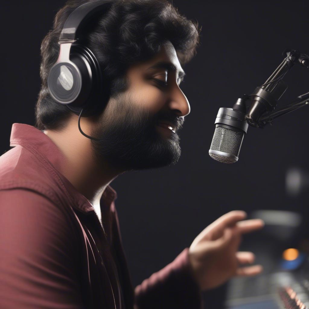 Arijit Singh in the recording studio