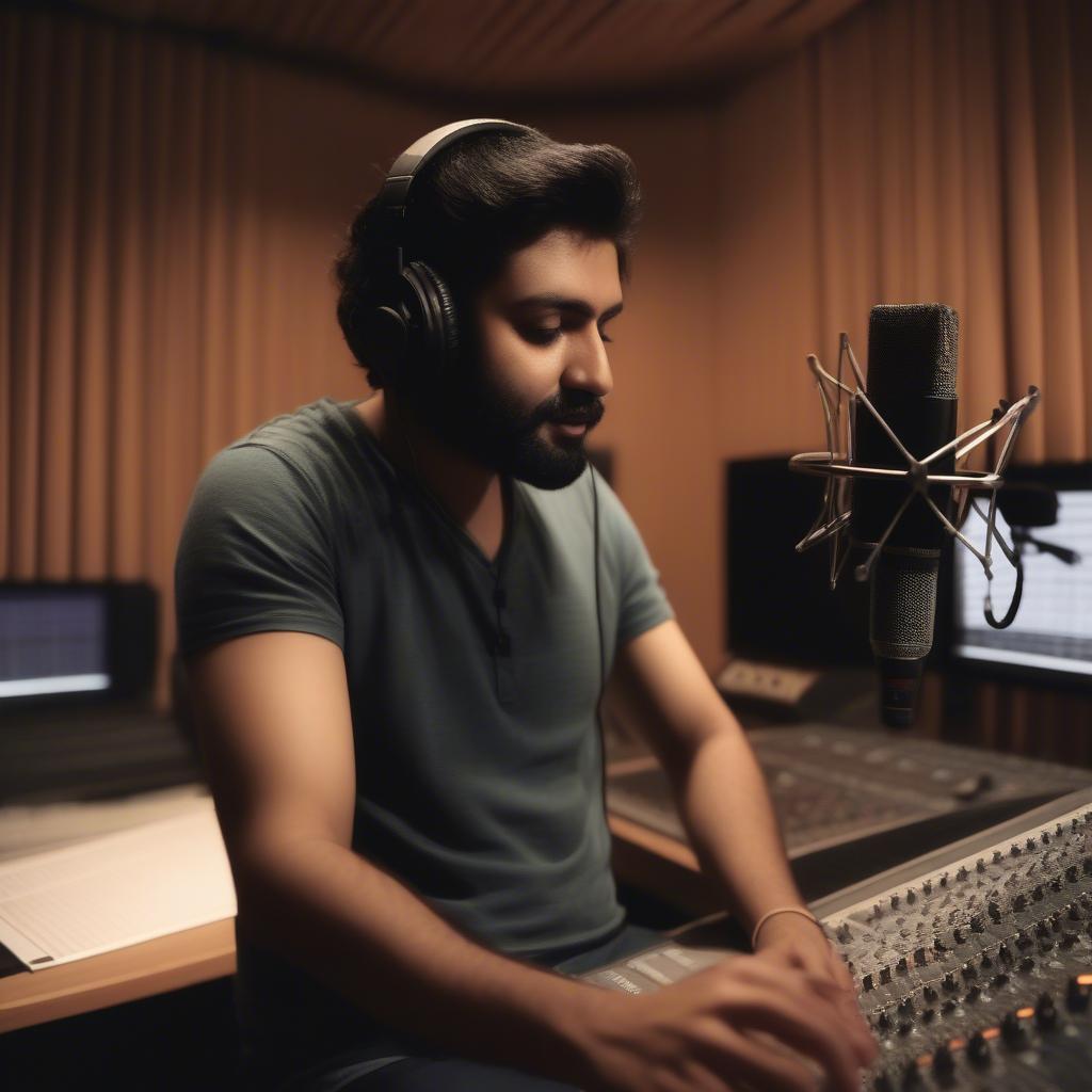 Arjit Singh in a recording studio, working on a new track.