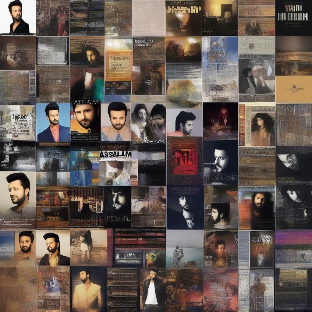 A collection of Atif Aslam album covers