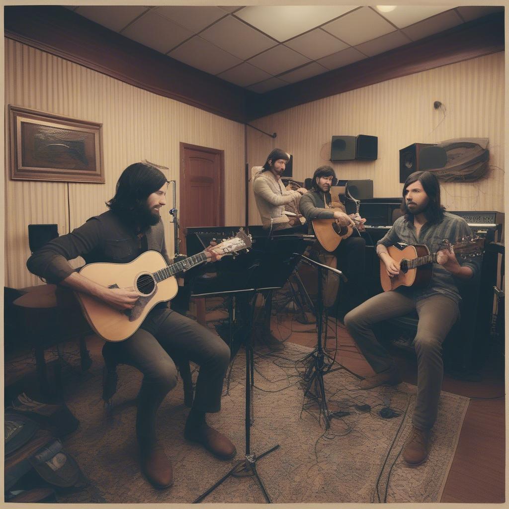 The Avett Brothers in a recording studio