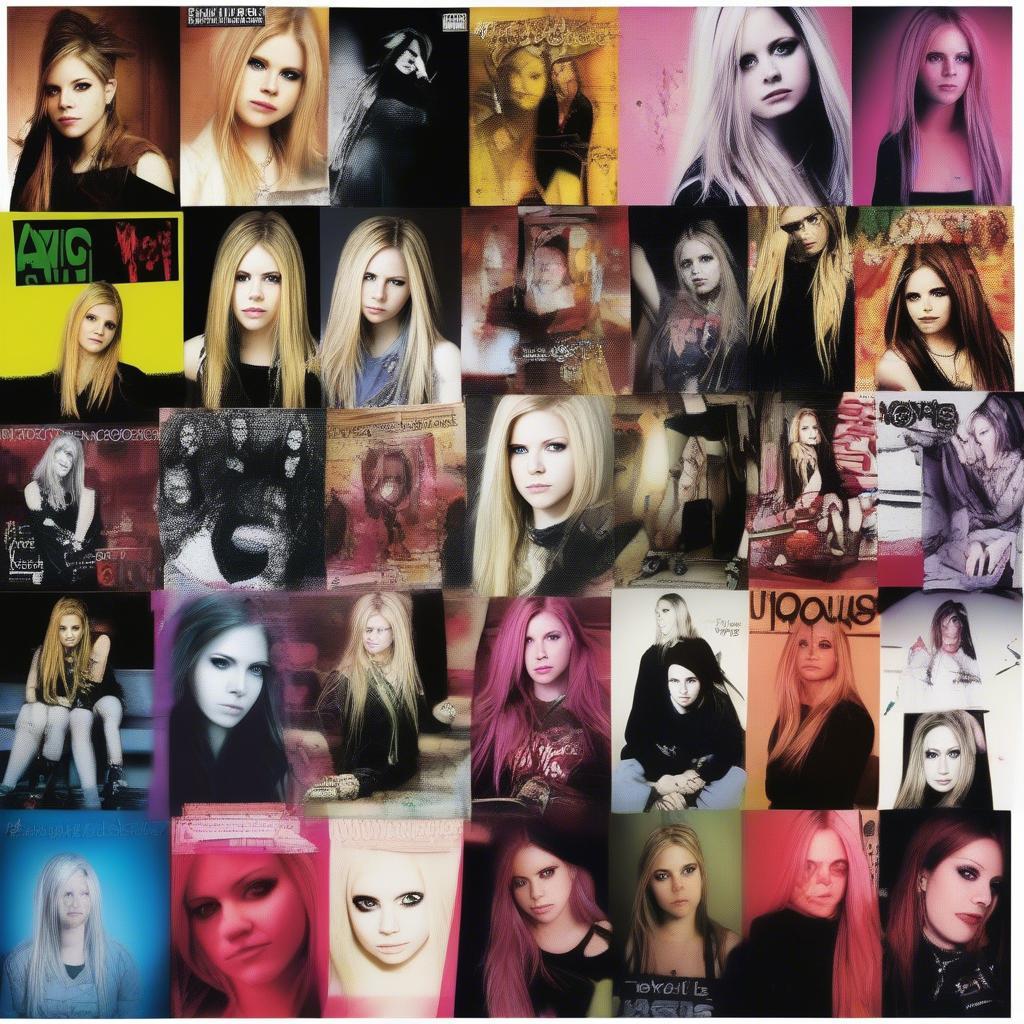 Compilation of Avril Lavigne album covers.