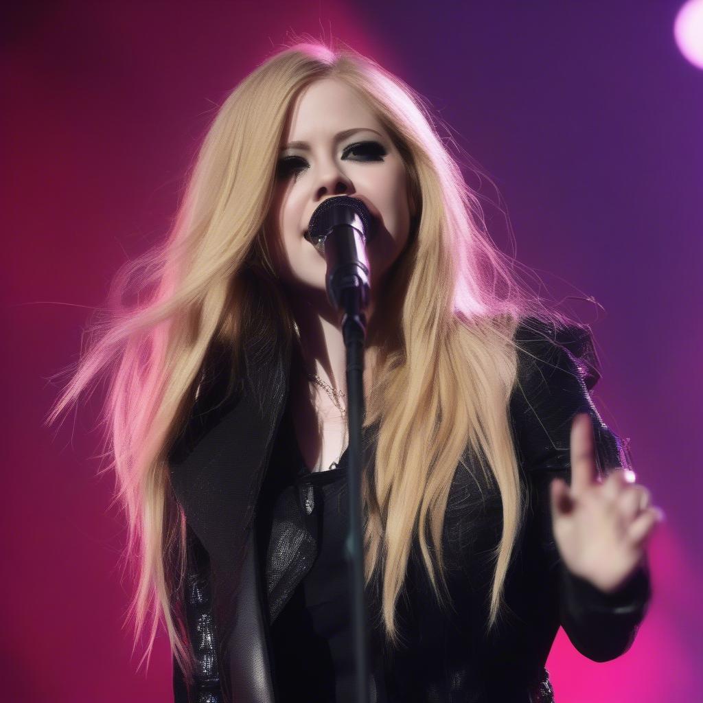 Avril Lavigne performing live on stage