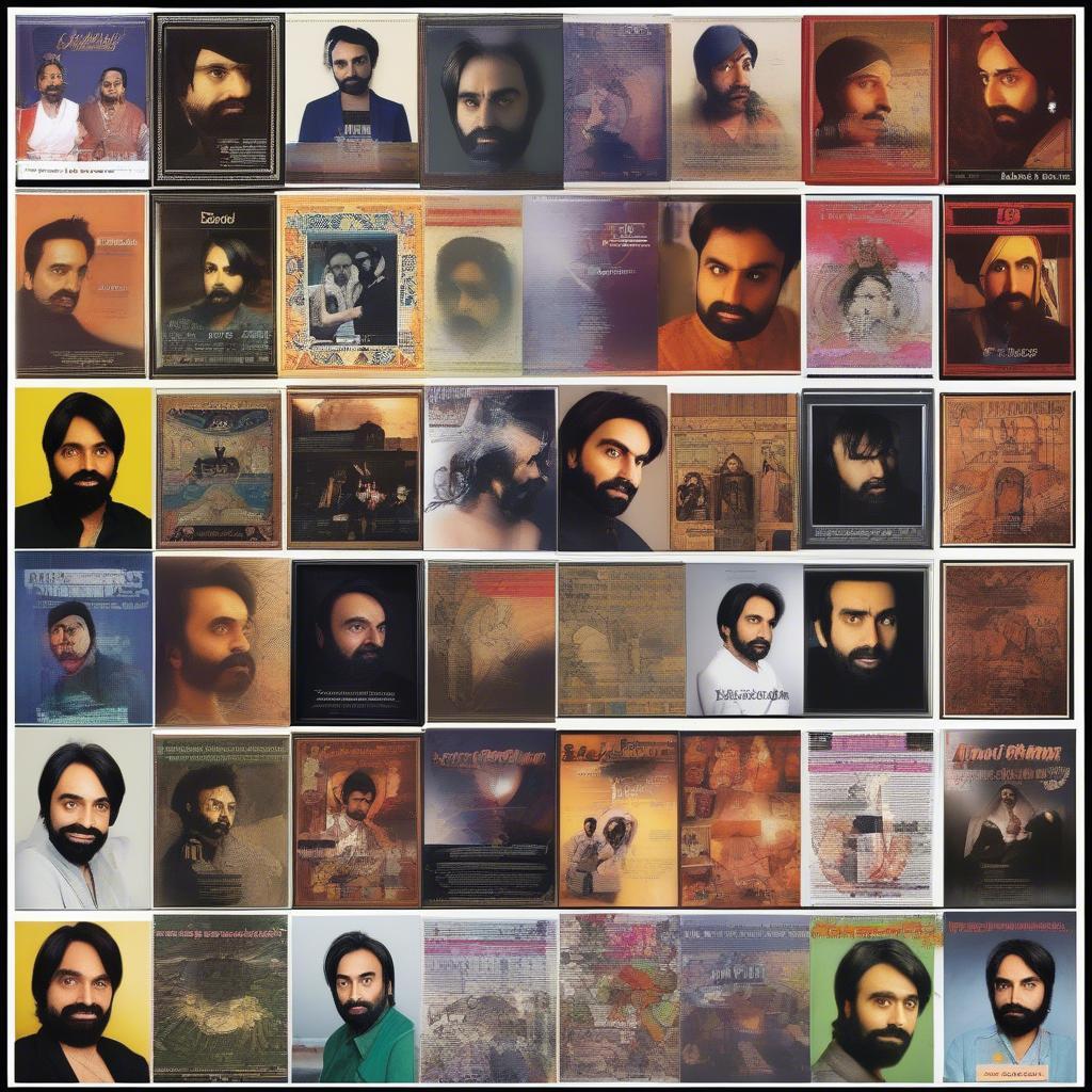 A collection of Babbu Maan's album covers showcasing his diverse musical style and career progression.