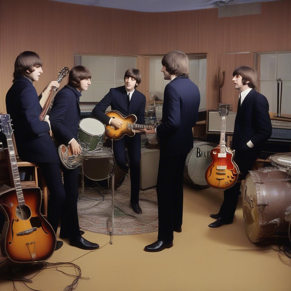 The Beatles experimenting in the studio during their mid-period