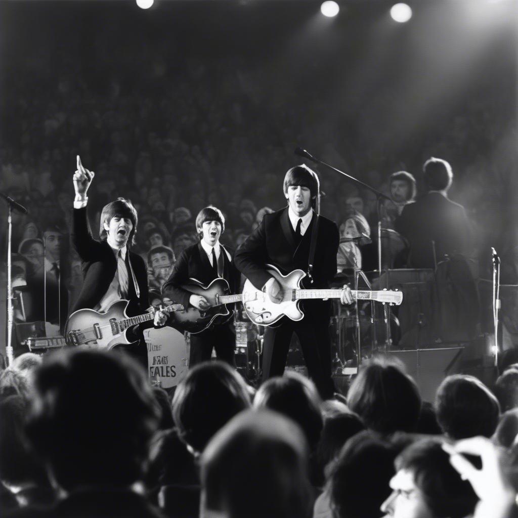 The Beatles performing live in their early years