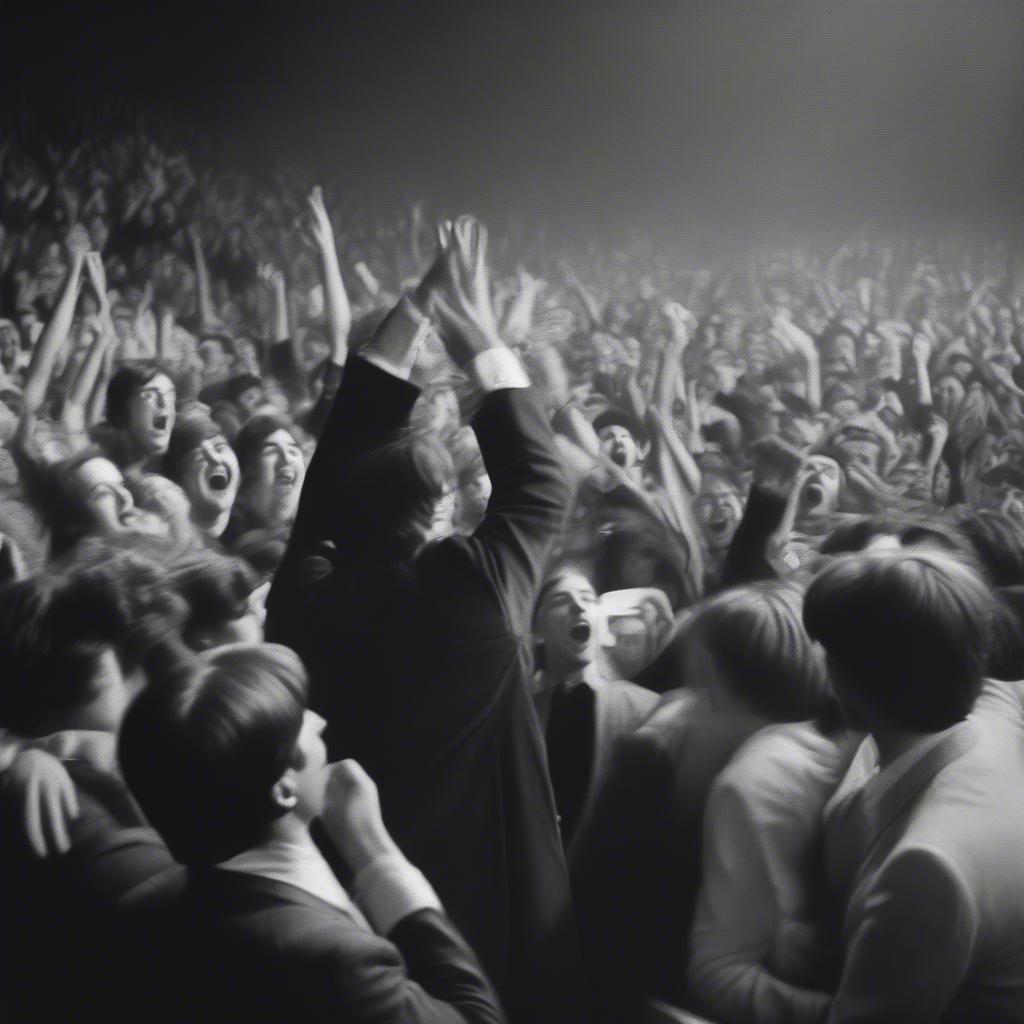 The Beatles performing live on stage