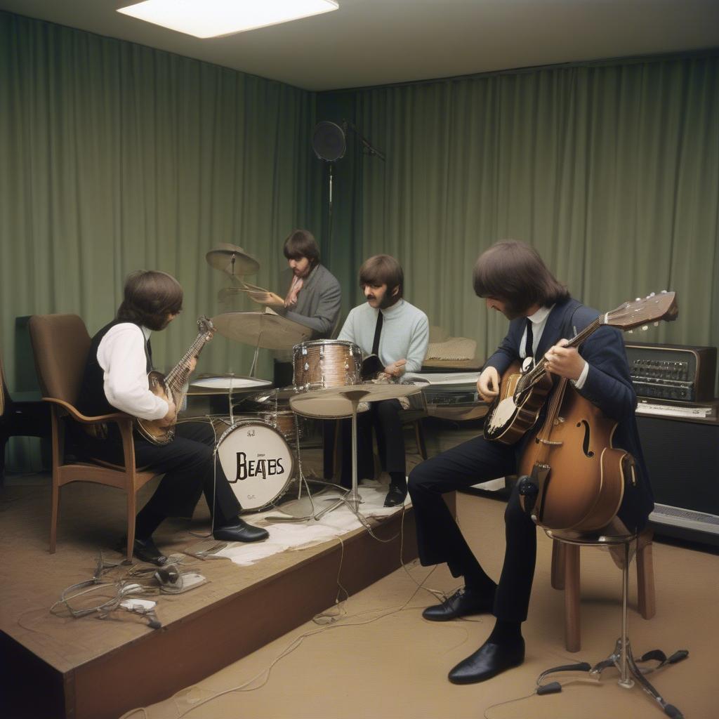 The Beatles in the recording studio.