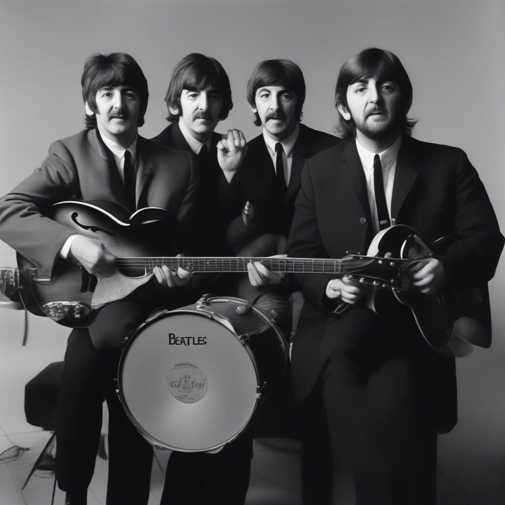 The Beatles in their later years, showcasing their individual styles