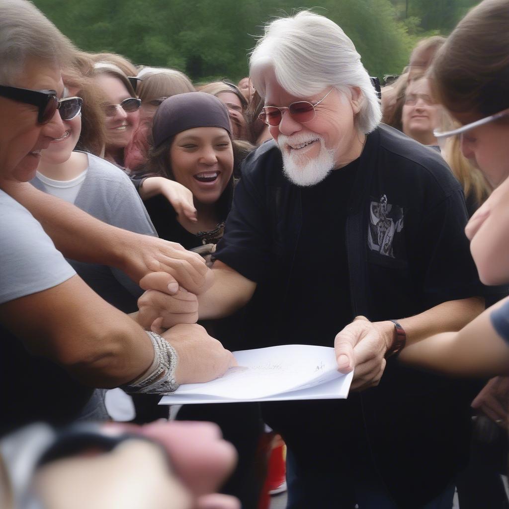 Bob Seger interacting with his fans