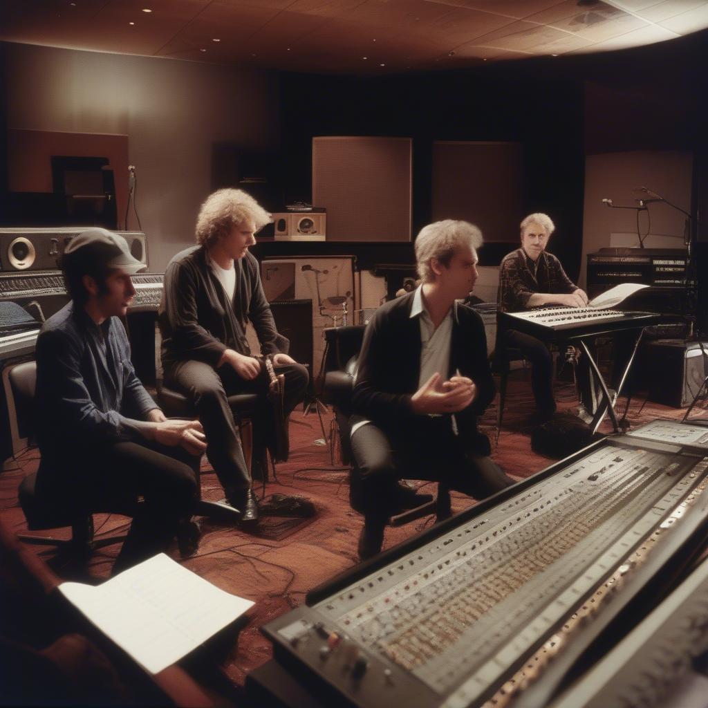 Chicago band recording in studio